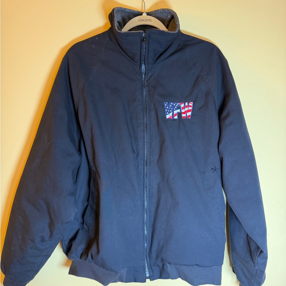 King Louie America VFW Jacket Mens Large Black Fleece Lined Union Made USA